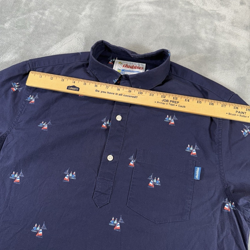 Chubbies Nautical By Nature Men's Large Sailboat Allover Print 1/4 Button - Picture 4 of 8